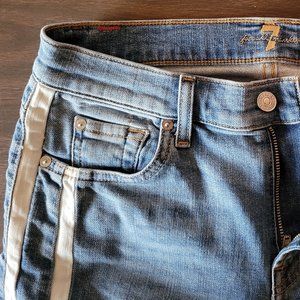 7 For All Mankind Ankle Skinny with Cut Off Hem and Double White Stripes Size 28